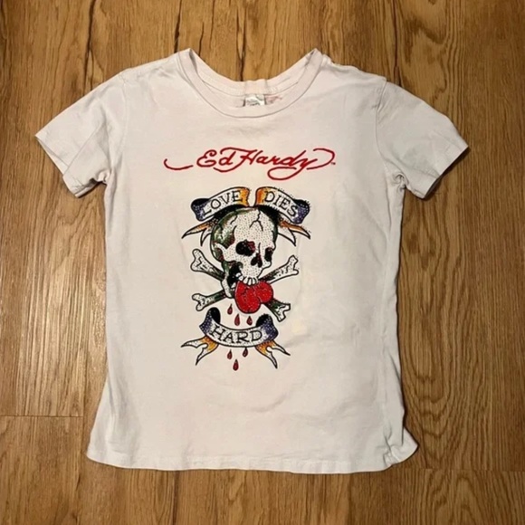Ed Hardy Tops - ED HARDY| Y2K LOVE DIES HARD BABYDOLL T SHIRT